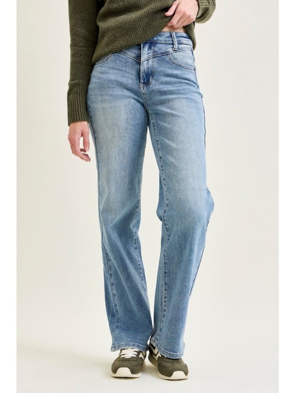 Judy Blue High Waist Front Yoke Retro Wide Leg Jeans Size 14W Stretch Flattering